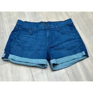 MOTHER Dark Blue Denim Cuffed Women's Shorts